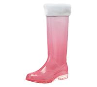 ANUFER Femmes Couleur Dégradée Sous le Genou Bottes de Pluie Chaud Bottes Wellington avec Détachable Doublure SN0712200 Rose EU36