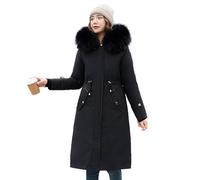 ANUFER Femmes Extra Long Épaissie Blousons Parka Doublure Amovible Toute la Saison Trench-Coat Noir SN071105 2XL