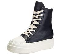 ANUFER Femmes Haut Haut Cuir PU Baskets Plateforme Lacer&Zip Latéral Décontracté Chaussures de Sport Noir SN070539 EU37