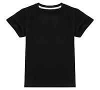 ANUFER Garçons Filles Classique Couleur Unie Coton T-Shirts Gamins Manche Courte Col Ras du Cou Tops Âge 15-16 Ans SN070656 Noir 170cm