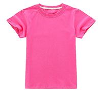ANUFER Garçons Filles Classique Couleur Unie Coton T-Shirts Gamins Manche Courte Col Ras du Cou Tops Âge 2-16 Ans