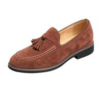ANUFER Homme Daim Synthétique Cuir Mocassins sans Lacets à Pampilles | Bout Rond, Fait Main, Élégant, Mocassins Formels, pour Tenue Business Casual