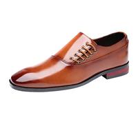 ANUFER Hommes Beau Gosse Design Unique Cuir Microfibre Lacet Latérales Chaussures Officielles Brun SN0707123 EU41