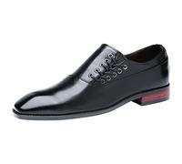ANUFER Hommes Beau Gosse Design Unique Cuir Microfibre Lacet Latérales Chaussures Officielles Noir SN0707123 EU44