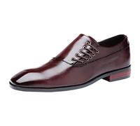 ANUFER Hommes Beau Gosse Design Unique Cuir Microfibre Lacet Latérales Chaussures Officielles Rouge Foncé SN0707123 EU43