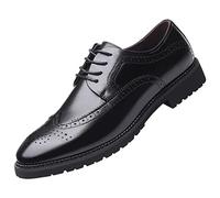 ANUFER Hommes Bout Pointu Intelligent Therma Doublure en Peluche Chaussures Habillées d'hiver Lacer Richelieus de Mariage Noir SN07990 EU44