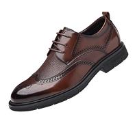 ANUFER Hommes Cuir Véritable Richelieus Derby Officiel Lacer Chaussures Habillées de Mariage d'affaires Marron SN01612 EU40