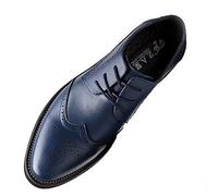 ANUFER Hommes Intelligent Bout Pointu Chaussures Habillées Lacets Formel Affaire Mariage Brogues Bleu Marin P110 EU38