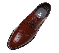 ANUFER Hommes Intelligent Bout Pointu Chaussures Habillées Lacets Formel Affaire Mariage Brogues Marron P110 EU38