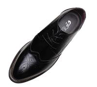 ANUFER Hommes Intelligent Bout Pointu Chaussures Habillées Lacets Formel Affaire Mariage Brogues Noir P110 EU39