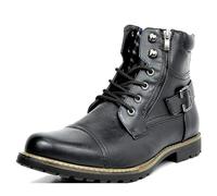 ANUFER Hommes Millésime Bout du Cap Bottes de Motard A Lacets Double Fermeture éclair Mode Bottines Noir SD5A40601 EU40