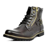 ANUFER Hommes Millésime Bout du Cap Bottes de Motard A Lacets Double Fermeture éclair Mode Bottines Café SD5A40601 EU39