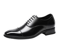 ANUFER Hommes Officiel Affaires Chaussures Habillées Beau Richelieus à Bout Droit Cuir Microfibre Chaussures de Mariage Noir SN070406 EU44