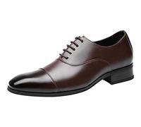 ANUFER Hommes Officiel Affaires Chaussures Habillées Beau Richelieus à Bout Droit Cuir Microfibre Chaussures de Mariage Brun SN070406 EU45.5