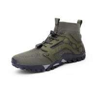 ANUFER Hommes Respirable Extérieur Hautes Chaussures de Randonnée Antidérapant Aventure Bottines de Trekking Vert Armée SD5A1031 EU42