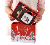 ANUFER Noël Céramique Mug avec Couvercle et Cuiller 13.5 OZ/400ML Tasse à Café Xmas Coffret Cadeau SN079231 Père Noël