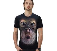 ANUFER Unisexe Adulte Enfant Nouveauté Impression Numérique 3D Gorille T-Shirt Manche Courte Hauts Blouse Tee Noir Nouveau SN07612 6XL