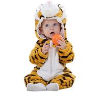 ANUFER Unisexe Bébé Encapuchonné Barboteuse Flanelle Mignonne Animale Combinaison Tenues d’Hiver Tigresse SN07652 18-24 Mois