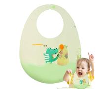 Anulely Bavoirs en silicone pour garçons, motif animal de dessin animé, unisexe, ajustable, imperméable, passe au lave-vaisselle, réutilisable, sans désordre avec récupérateur de nourriture pour