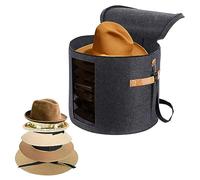 Anulely Boîte de Rangement Ronde en Feutre | 19" x 17" H Coffre de Rangement pour Chapeaux | Valise de Rangement pour Chapeaux avec Design Portable et Visible, Valise à Chapeaux pour Casquettes de