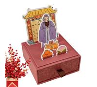 Anulely Calendrier mensuel chinois 2024 - Dieu de la richesse - Calendrier chinois créatif avec tiroir de rangement - Calendrier portable pour la maison, le bureau, l'école et le réveillon