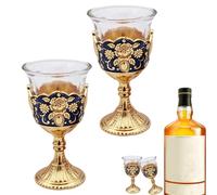 Anulely Ensemble de grands verres à vin - Ensemble de verres hauts de style palais - Tasse à vin rétro en métal gaufré pour la maison, le bureau, la cuisine, le mariage