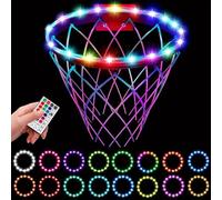 Anulely Jante de basket-ball à LED - 16 couleurs changeantes, lumière LED à télécommande, étanche, 4 modes clignotants, lumière de basket-ball avec minuterie, la nuit en plein air, pour enfants