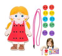 Anulely Jouet de laçage pour Les Tout-Petits - Jouets de laçage en Bois, sû et sans Odeur,Jouets de motricité Fine pour Les, Jeu de Cartes de laçage des Boutons de Couture pour découvrir la Vraie