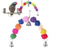 Anulely Jouet pour Perroquet, Jouets à mâcher pour Oiseaux | Jouet à mâcher Oiseau coloré | Jouet coloré en rotin pour Oiseaux avec Cloches, Accessoires naturels pour Cage à Jouets déchirant Les