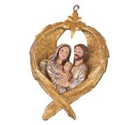 Anulely Ornement d'arbre généalogique sacré, décoration de vacances en résine | Artisanat artistique, Sainte famille dans les ailes d'ange, accessoires de décoration de crèche pour sapin de Noël
