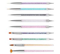 Anulely Pinceaux pour, kit de pinceaux pour nail design, 9 pièces brosse à ongles en acrylique à double extrémité, Outils de pour une utilisation en salon de bricolage à domicile, y