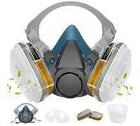 ANUNU Masque respiratoire bleu avec filtres, respirateur de peinture pour peintres, poussière, résine époxy, chimiques, travail du bois, soudure