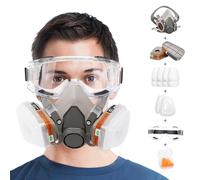ANUNU Respiratoires chimique avec filtres, Masque de Protection et bouchon d'oreille pour peinture à gaz pour résine époxy, polissage, pulvérisation, retrait de moisissures