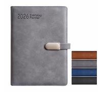 Anupam Crest Agenda journalier 2026 avec dates, format B5 80 g/m², page complète par jour, calendrier mensuel, 365 jours, couverture en cuir synthétique texturé, fermeture magnétique métallique et