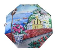 Anuschka Parapluie à ouverture/fermeture automatique - UPF 50+ - Auvent imperméable et coupe-vent de 96,5 cm - tient dans un sac à main - Coupe-vent en fibre de verre flexible, Été italien, Taille