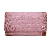 Anuschka - Portefeuille trois volets en cuir véritable peint à la main et bloqué par une puce RFID pour femme - Croc Embossed Blush Gold