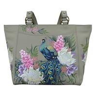 Anuschka Sac de travail classique en cuir véritable peint à la main pour femme - Étui optique en tissu amovible et pochette de maquillage, Regal Peacock, taille unique
