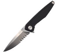 ANV Couteaux Z300 D2 Stonewash / Tranchant dentelé, Dural / Liner Lock