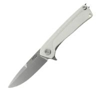 ANV Knives Z100 BB Stonewash, Tranchant lisse, G10 Blanc Liner Lock