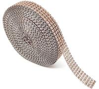 Anvin 4 Rangées 10verges（9.1M)Acrylique Bling Diamant Strass Ruban Wrap pour gâteaux de mariage,décorations d'anniversaire, événements de fête de naissance et projets d'arts et d'artisanat(Champagne)