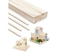Anvin Lot de 100 bâtons en bois de balsa carrés, chevilles en bois brut, bandes en bois dur naturel, bâtons longs pour l'artisanat en bois pour le bricolage et les modèles (3 x 3 x