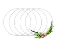 Anvin Lot de 5 grands anneaux ronds en métal de 15 cm pour attrape-rêves, festivals, couronnes, macramé, projets d'art et d'artisanat (argenté, 15 cm de diamètre)