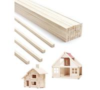 Anvin Lot de 50 bâtons carrés en bois de balsa brut - Longs bâtons en bois naturel pour loisirs créatifs, modélisme (6 x 6 x 300 mm)