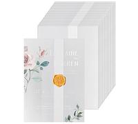Anvin Lot de 50 vestes en vélin pré-pliées pour invitations de 12,7 x 17,8 cm, papier calque pour invitations, papier vélin translucide pour invitations de mariage, photos, cartes postales,