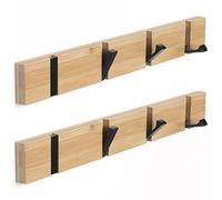 ANVODE 2 Pièce Porte Manteau Bois Mural de 4 Crochets Rétractables, Patère Murale Bois pour une Entrée, Chambre et Vestiaire (40 cm)