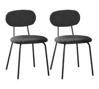 ANVOFONG Chaises de Salle à Manger Lot de 2,Chaises de Cuisine en Tissu Teddy,Chaises Longues Empilables,Convient à la Salle à Manger,La Cuisine,La Chambre à Coucher,La Salle de Réception-Noir