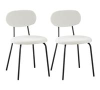 ANVOFONG Chaises de Salle à Manger Lot de 2,Chaises de Cuisine en Tissu Teddy,Chaises Longues Empilables,Convient à la Salle à Manger,La Cuisine,La Chambre à Coucher,La Salle de Réception-Blanc