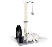 ANWA Grand griffoir pour Chat avec Arche de Massage Auto-toiletteur, Chats de 81,3 cm, de Chaton à Adultes, Jouet en Peluche Extra interactif en sisal Stable, Gris Clair, 40 x 81 cm