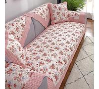 ANWEALTH Housse de Canapé à Motif Floral de Ferme Housse de Canapé Sectionnelle Matelassée en Coton à Motif Floral Housse de Canapé Douce et Antidérapante Protection de Meubles (Rose Floral 36"X36")