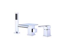 ANWEALTH Robinet de Baignoire Cascade pour Salle de Bain Robinet de Baignoire Cascade avec Douche Ensemble de Robinet Mitigeur de Douche 4 Trous Chrome 3 Trous